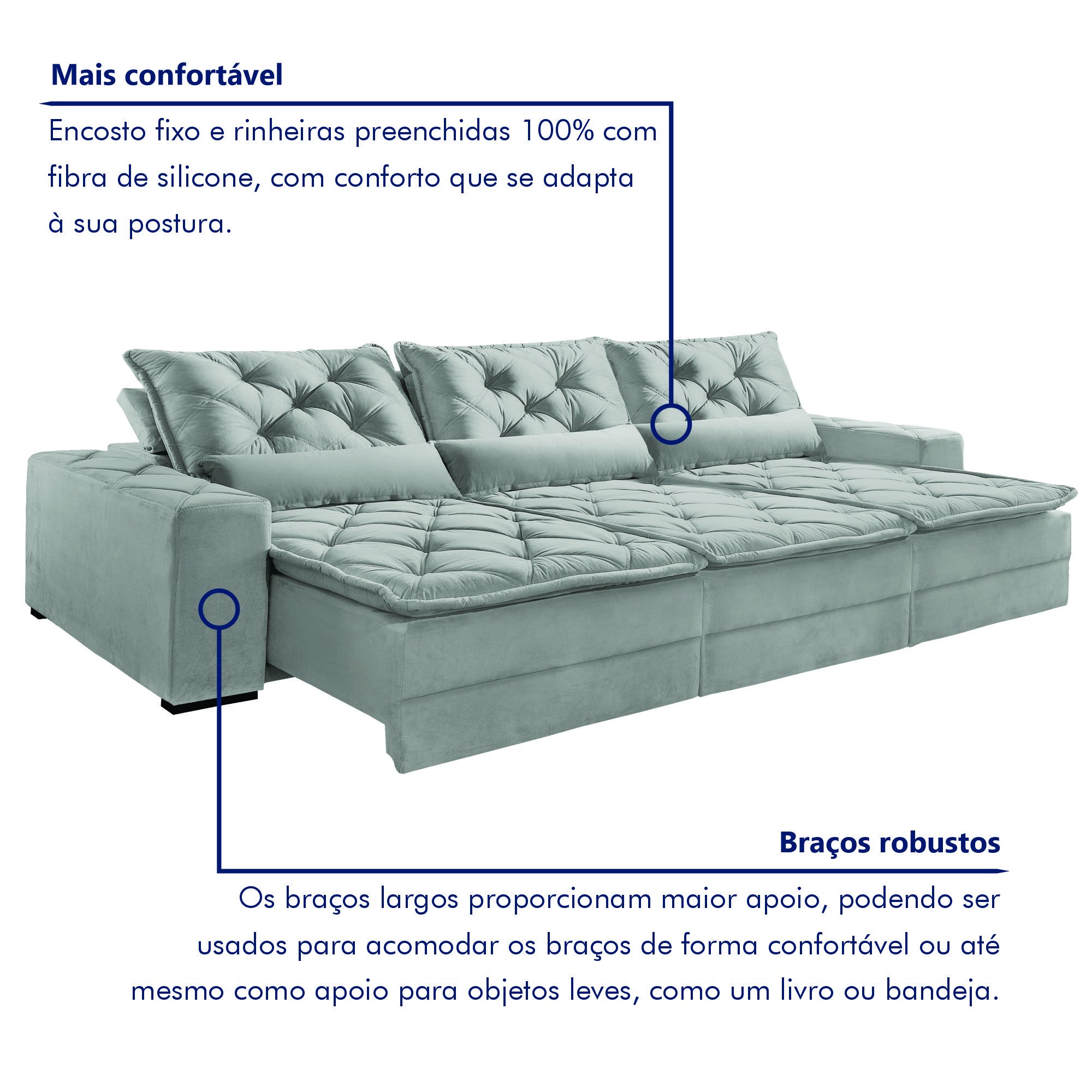 Sofá Reclinável 5 Lugares 320cm Dallas  - 5