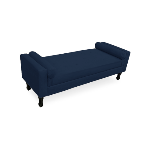 Recamier Calçadeira Fênix Baú Estofado Quarto Solteiro 100cm Suede Azul Marinho - LM DECOR