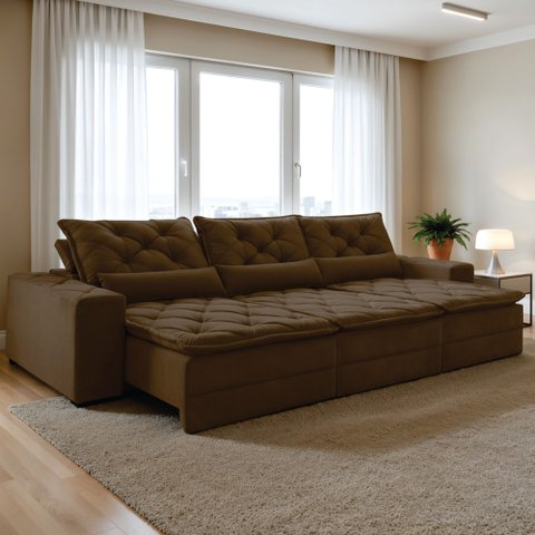 Sofá Reclinável 5 Lugares 320cm Dallas Veludo