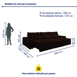 Sofá Reclinável 5 Lugares 320cm Dallas  - 9