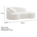 Ver imagem 3 de Divã Recamier Curvo Sala de Estar Recepção Inglaterra 150cm Lado Direito Bouclé