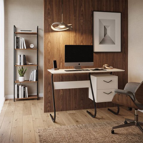 Mesa Office Steel 2 Gavetas Off White para Escritório e Home Office com Design Moderno