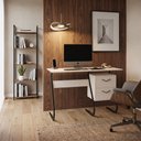Ver imagem 1 de Mesa Office Steel 2 Gavetas Off White para Escritório e Home Office com Design Moderno