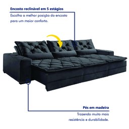 Sofá Reclinável 5 Lugares 320cm Dallas  - 2