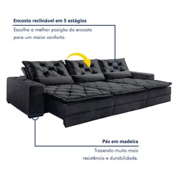 Sofá Reclinável 5 Lugares 320cm Dallas - 10 Sofá Reclinável 5 Lugares 320cm Dallas - 10