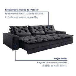 Sofá Reclinável 5 Lugares 320cm Dallas - 4 Sofá Reclinável 5 Lugares 320cm Dallas - 4