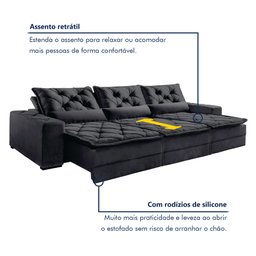 Sofá Reclinável 5 Lugares 320cm Dallas - 5 Sofá Reclinável 5 Lugares 320cm Dallas - 5