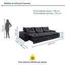 Ver imagem 3 de Sofá Retrátil e Reclinável 5 Lugares Veludo Cinza 320cm