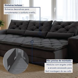 Sofá Reclinável 5 Lugares 320cm Dallas - 9 Sofá Reclinável 5 Lugares 320cm Dallas - 9