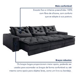 Sofá Reclinável 5 Lugares 320cm Dallas - 6 Sofá Reclinável 5 Lugares 320cm Dallas - 6