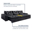 Ver imagem 5 de Sofá Retrátil e Reclinável 5 Lugares Veludo Cinza 320cm
