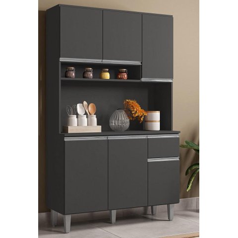Armário de Cozinha Compacta Márcia 105 Cm Cinza Fosco Ajl