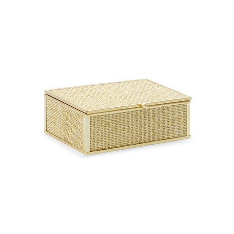 Caixa Decorativa em Metal Dourado Revestida 15cm Kv0331 Btc