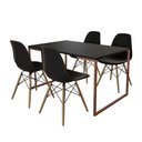 Ver imagem 6 de Mesa Industrial Base Ferro Cobre 137x90 Tampo Preto 4 Cadeiras Eiffel Madeira Assento Preto