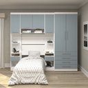 Ver imagem 1 de Guarda Roupa Dormitório Modulado Alpes Solteiro - Roupeiro Luciane M02:Azul