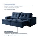 Ver imagem 4 de Sofá Reclinável 3 Lugares 230cm Enzo Veludo Azul Marinho