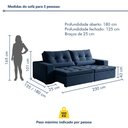 Ver imagem 3 de Sofá Reclinável 3 Lugares 230cm Enzo Veludo Azul Marinho