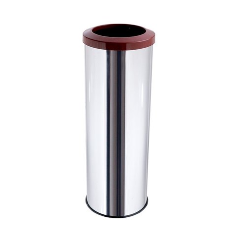 Lixeira Inox Aro Esmaltado 30 Litros Área Gourmet Cozinha Banheiro - Marrom