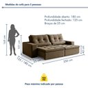 Ver imagem 3 de Sofá Reclinável 3 Lugares 250cm Enzo Veludo Marrom