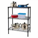 Ver imagem 1 de Estante Aço 3 Prateleiras Preta 90 Cm C Rodinha Giratoria