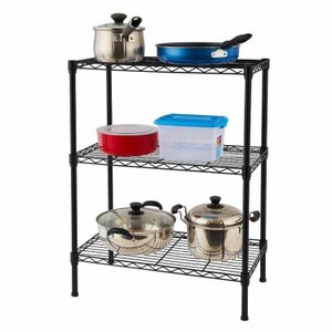 Estante Aço 3 Prateleiras Preta 90 Cm C Rodinha Giratoria