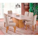 Ver imagem 1 de Conjunto Sala de Jantar Mesa Helena 210x100 cm e 6 Cadeiras Paola Cimol Nature/Offwhite/Nude