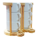 Ver imagem 6 de Kit Jogo 6 Xicaras Café/chá Hotel 200ml Empilháveis C/ Suporte Pinus - Porcelana Branca