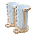 Ver imagem 1 de Kit Jogo 6 Xicaras Café/chá Hotel 200ml Empilháveis C/ Suporte Pinus - Porcelana Branca