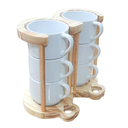 Ver imagem 3 de Kit Jogo 6 Xicaras Café/chá Hotel 200ml Empilháveis C/ Suporte Pinus - Porcelana Branca