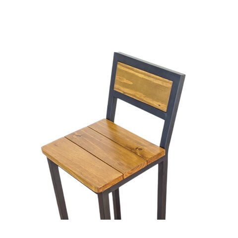 Banqueta Alta Em Madeira Industrial Cozinha Balcão Preto 95Cm