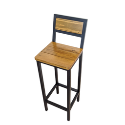 Banqueta Alta Em Madeira Industrial Cozinha Balcão Preto 95Cm - 5