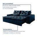 Ver imagem 6 de Sofá Reclinável 3 Lugares 210cm Dallas Veludo Azul Marinho