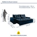 Ver imagem 3 de Sofá Reclinável 3 Lugares 210cm Dallas Veludo Azul Marinho