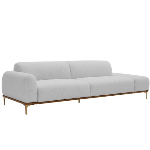 Sofá Living Unne 3 Lugares 210cm Terminal Esquerdo Bouclé Cinza Claro - Nexta Casa