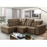 Sofá de Canto Retrátil e Reclinável 6 Lugares Pillow Top Suede Berlim Marrom Castor - 1
