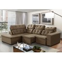 Ver imagem 1 de Sofá de Canto Retrátil e Reclinável 6 Lugares Pillow Top Suede Berlim Marrom Castor