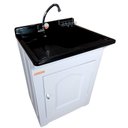 Ver imagem 1 de Gabinete em Plástico Abs Tanque com Esfregadeira Lateral de Fibra 40 Litros e Torneira de Mesa
