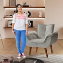 Ver mais imagens de Poltrona Decorativa Estofada Eros Montana Estofados Prata Veludo Cinza
