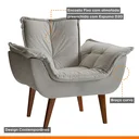 Ver imagem 6 de Poltrona Decorativa Estofada Eros Montana Estofados Prata Veludo Cinza