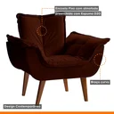 Ver imagem 6 de Poltrona Decorativa Estofada Eros Montana Estofados Veludo Marrom