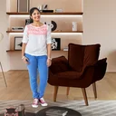 Ver mais imagens de Poltrona Decorativa Estofada Eros Montana Estofados Veludo Marrom