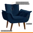Ver imagem 6 de Poltrona Decorativa Estofada Eros Montana Estofados Veludo Azul Marinho