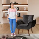 Ver mais imagens de Poltrona Decorativa Estofada Eros Montana Estofados Cinza Veludo Grafite
