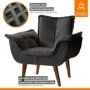 Ver imagem 7 de Poltrona Decorativa Estofada Eros Montana Estofados Cinza Veludo Grafite