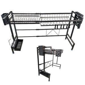 Escorredor de Louça Ajustavel Cozinha Modular Pia Bancado Prato Talheres Copo Utensilios Gancho Prat