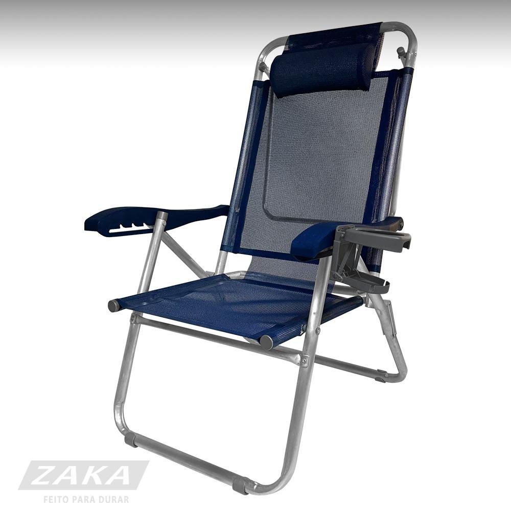 Cadeira de Praia Alum UP Line Marinho Zaka 120KG 5 Posições - 1