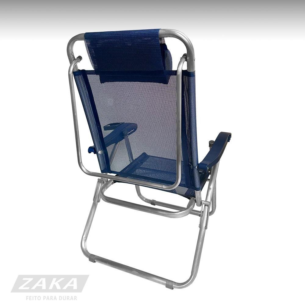 Cadeira de Praia Alum UP Line Marinho Zaka 120KG 5 Posições - 2