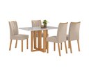Ver imagem 1 de Conjunto Sala de Jantar Mesa Téssera 120 Tampo Vidro Off White com 4 Cadeiras Téssera - Lopas Amendo