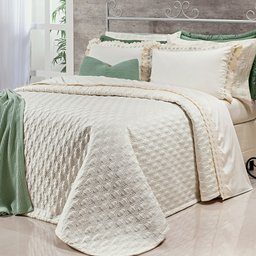 Peseira Cama Queen Verde Tricô Decoração Luxo Prime - 5