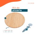 Ver imagem 2 de Kit tábua bambu giratória e cortador pizza azul 2 pç – Oikos